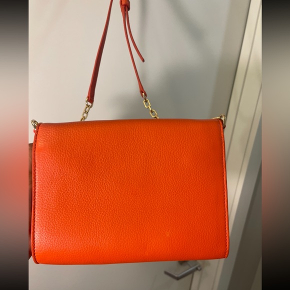 TORY BURCH Chain Shoulder Bag Two Way Clutch Leather Orange - Picture 4 of 8